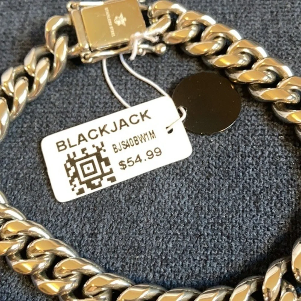 NWT BlackJack Men’s  stainless steel large link bracelet